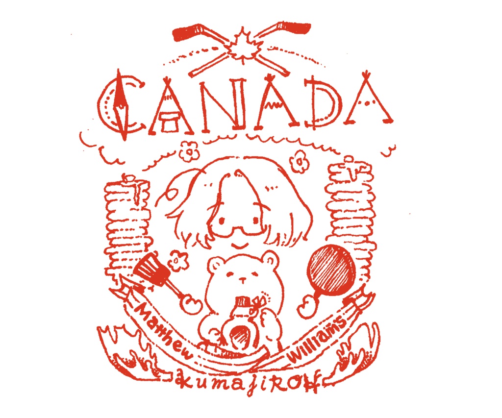 メイプルな手描きのロゴ風トートバッグ(10月の葉の色)