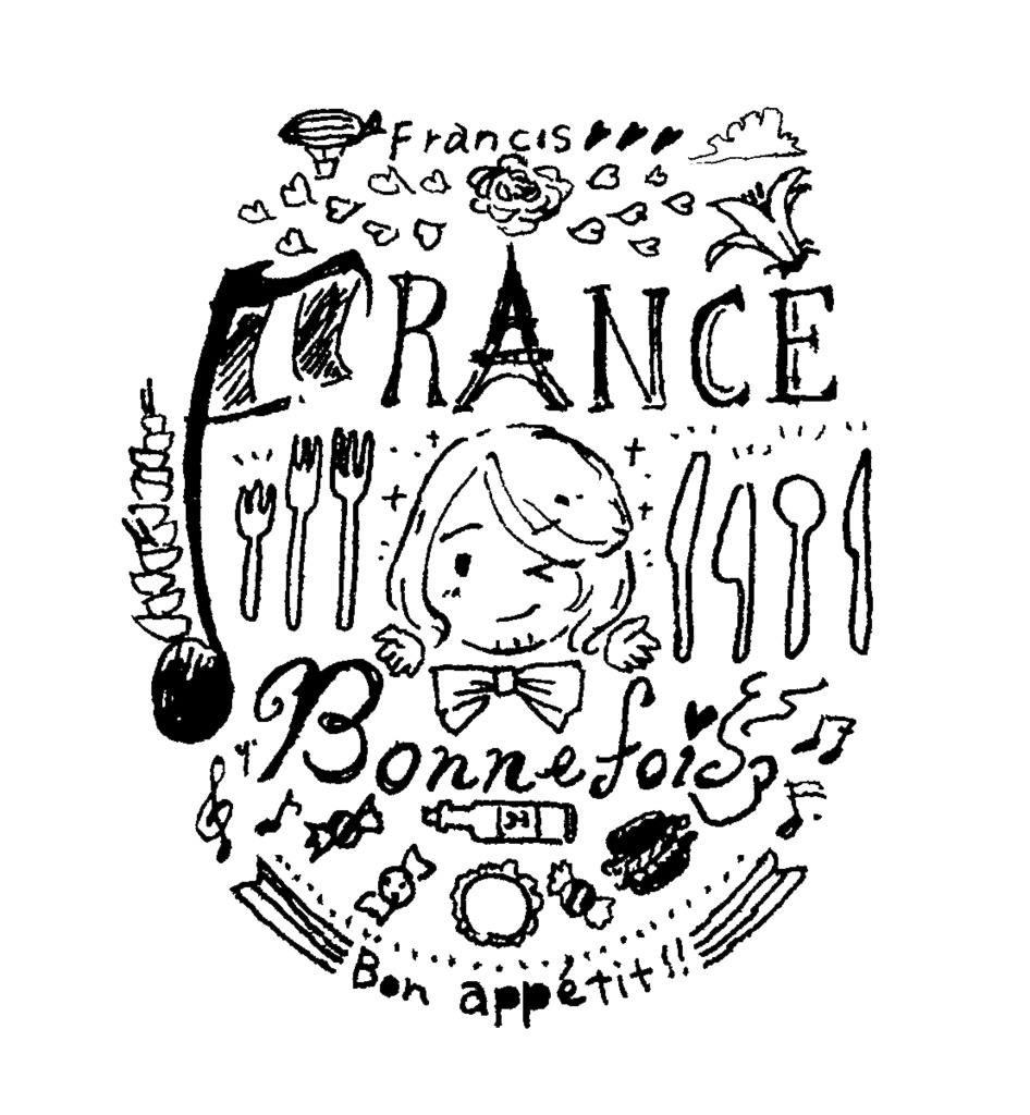 美食家の手描きのロゴ風トートバッグ