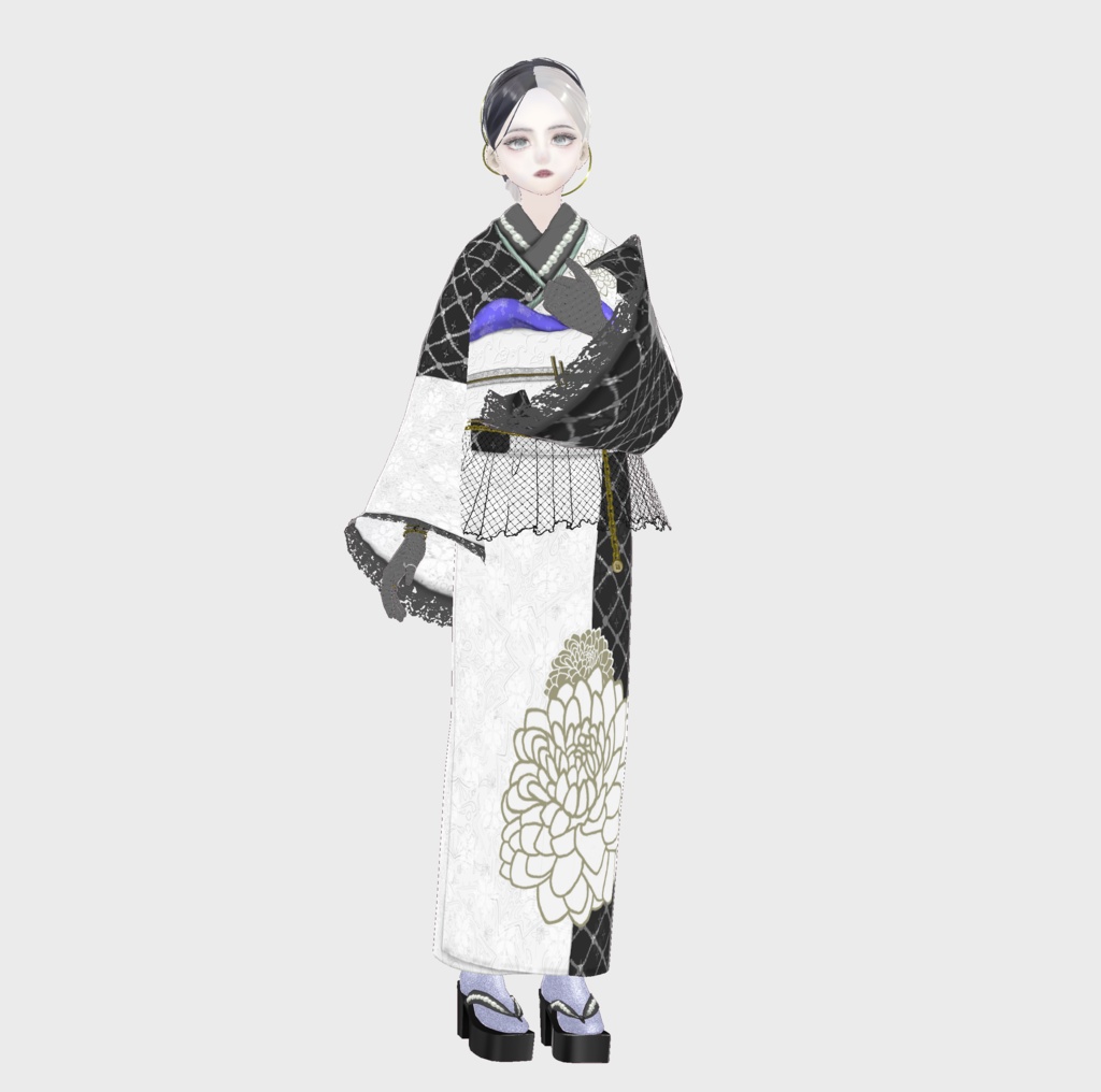 【VRoidテクスチャ】Very Peri Modern KIMONO #LAYON服。#LAYONコーデ
