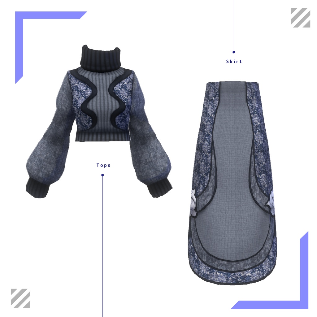 【VRoidテクスチャ】 Two=tone KNIT SET #LAYON服。#LAYONコーデ