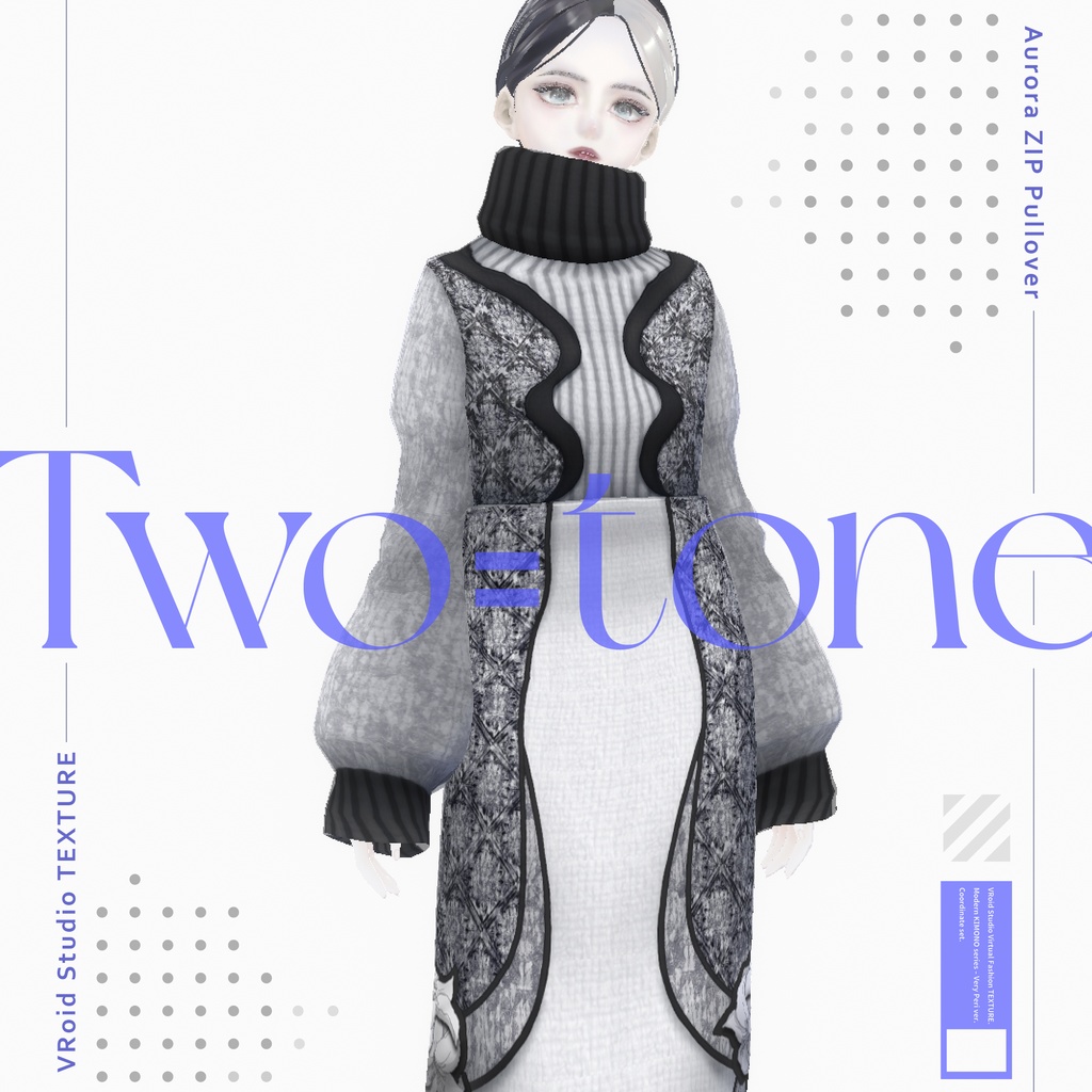 【VRoidテクスチャ】  Two＝tone  KNIT SET 　　　　　　　　　　　　　 #LAYON服。#LAYONコーデ