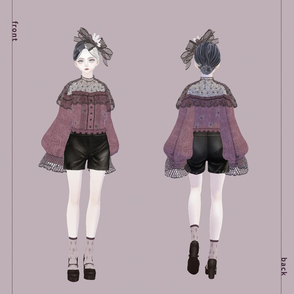 【VRoidテクスチャ】 Lace Blouse SET #LAYON服。#LAYONコーデ