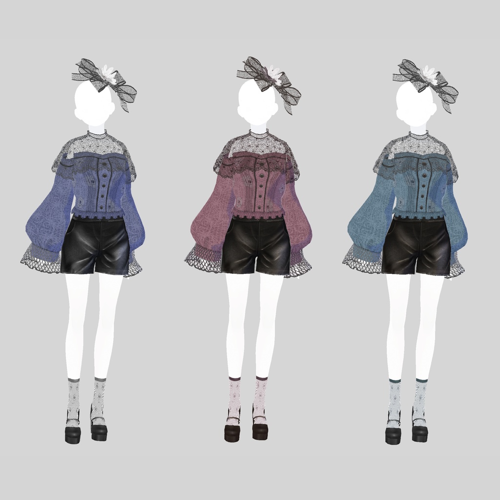 【VRoidテクスチャ】 Lace Blouse SET #LAYON服。#LAYONコーデ