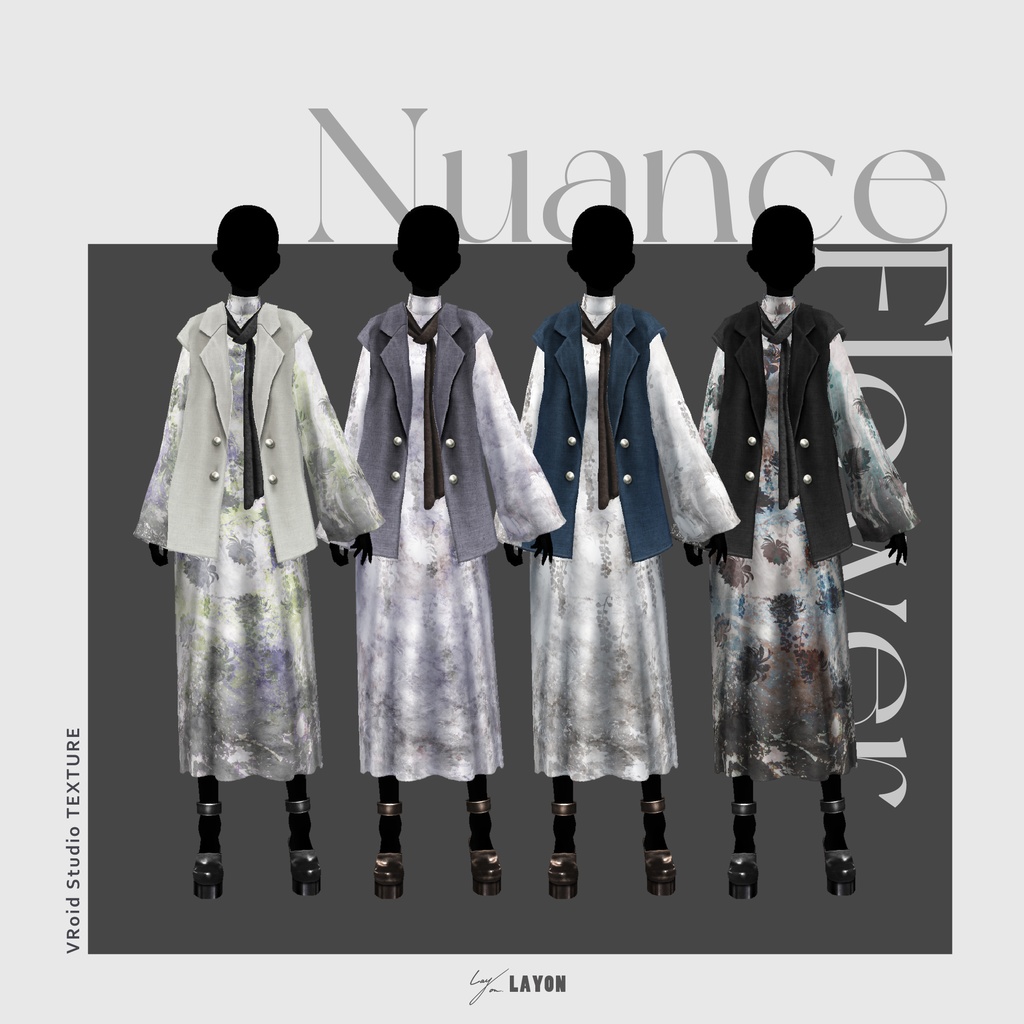 【VRoid】Nuance Flower One-piece #LAYON服。#LAYONコーデ