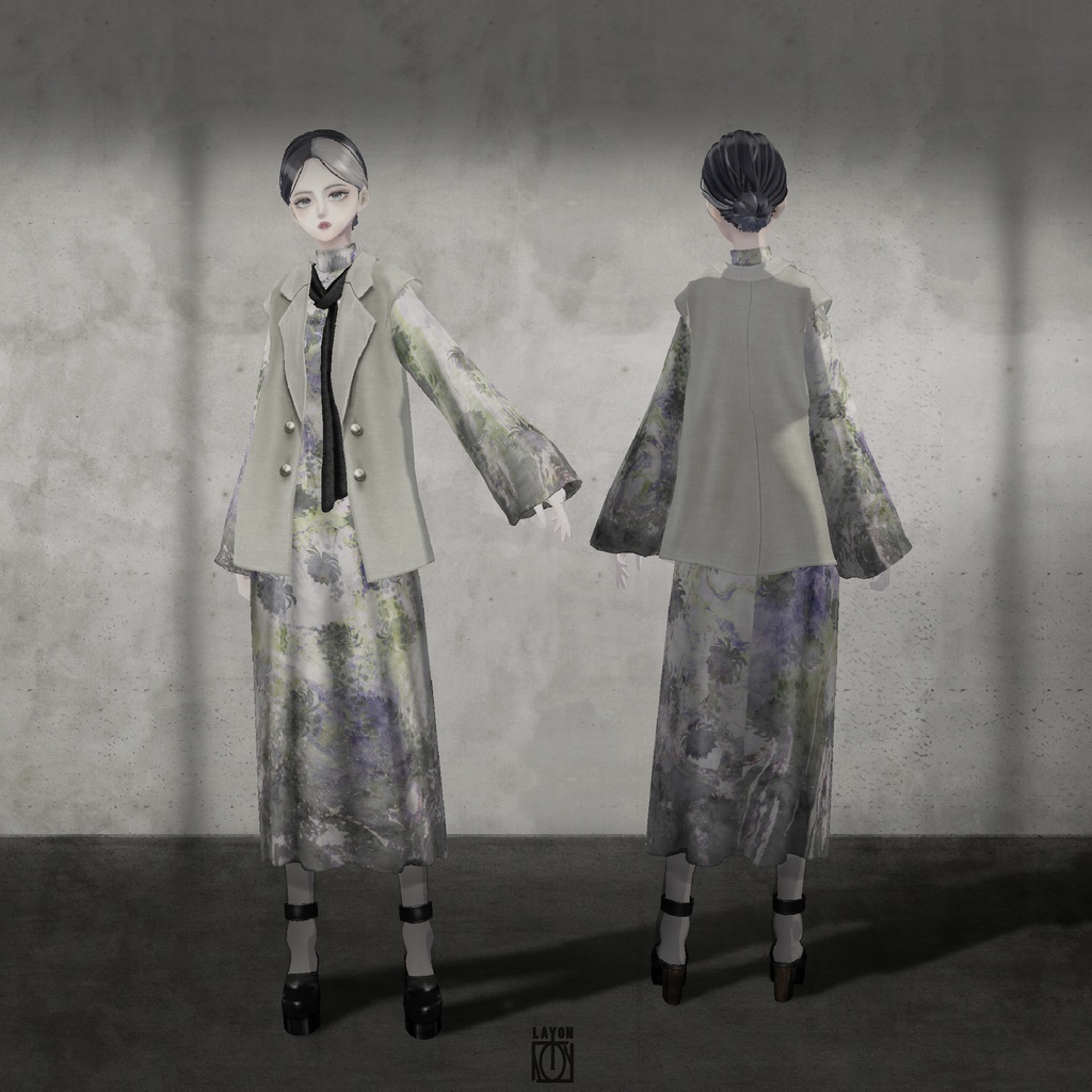 【VRoid】Nuance Flower One-piece #LAYON服。#LAYONコーデ
