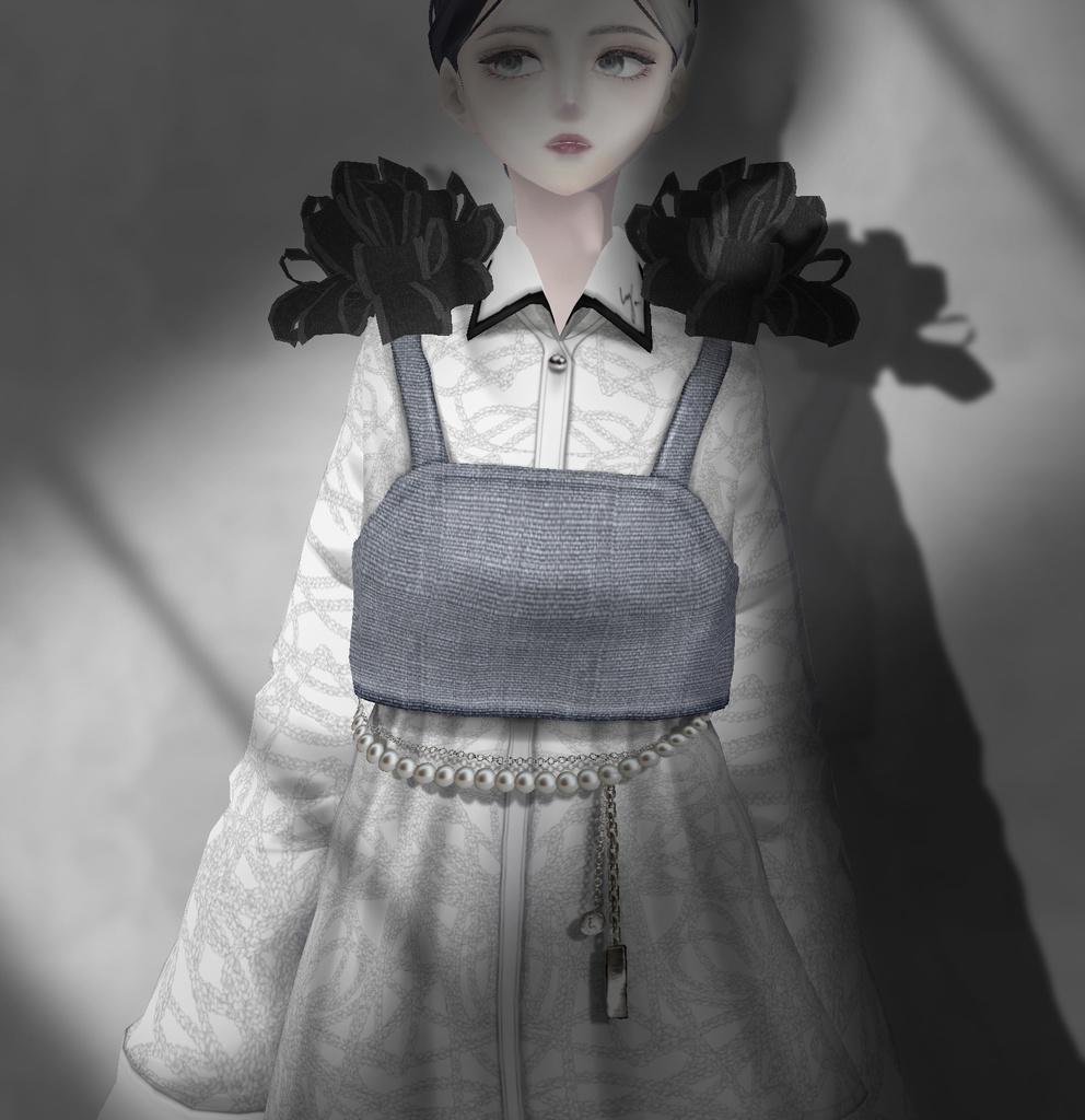 【VRoid 】Jacquard shirt × flower bustier Set #LAYON服。#LAYONコーデ