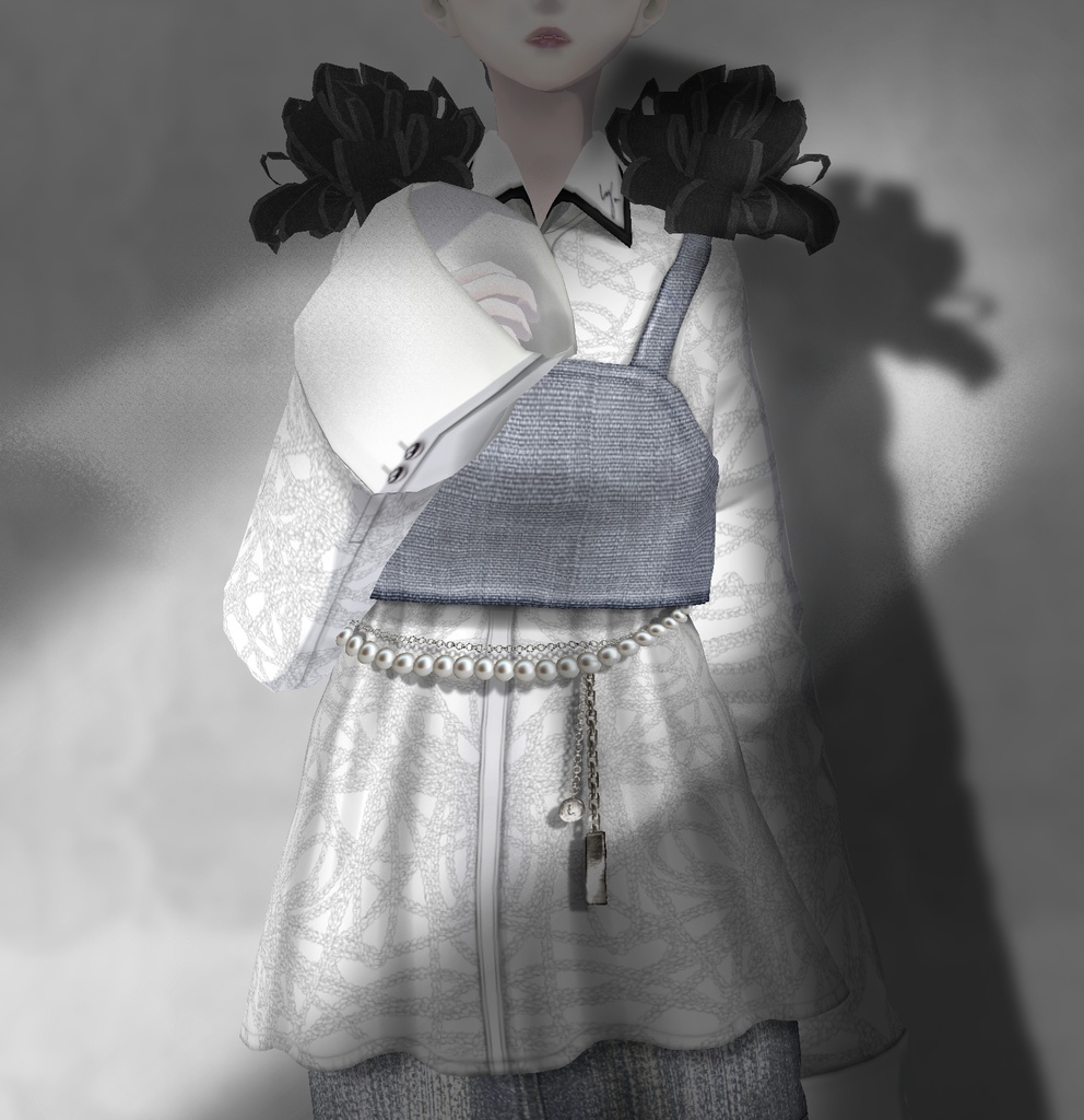 【VRoid 】Jacquard shirt × flower bustier Set #LAYON服。#LAYONコーデ