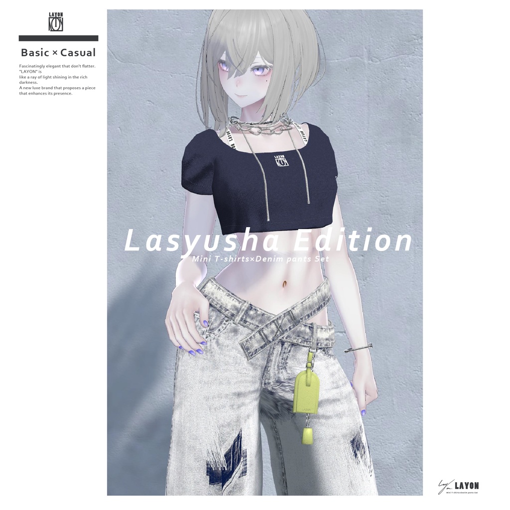 【3D】Mini T-shirts×Denim pants Set (森羅/萌/Grus/Weil/水瀬/ラシューシャ対応) #LAYON服。#LAYONコーデ