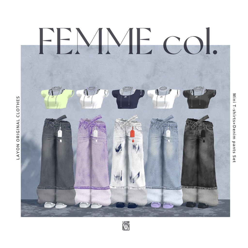 【3D】Mini T-shirts×Denim pants Set (森羅/萌/Grus/Weil/水瀬/ラシューシャ対応) #LAYON服。#LAYONコーデ