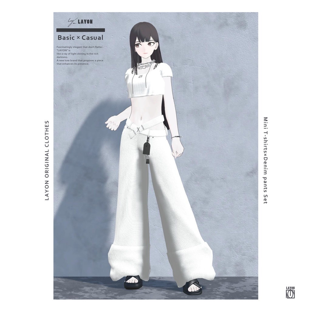 【3D】Mini T-shirts×Denim pants Set (森羅/萌/Grus/Weil/水瀬/ラシューシャ対応) #LAYON服。#LAYONコーデ