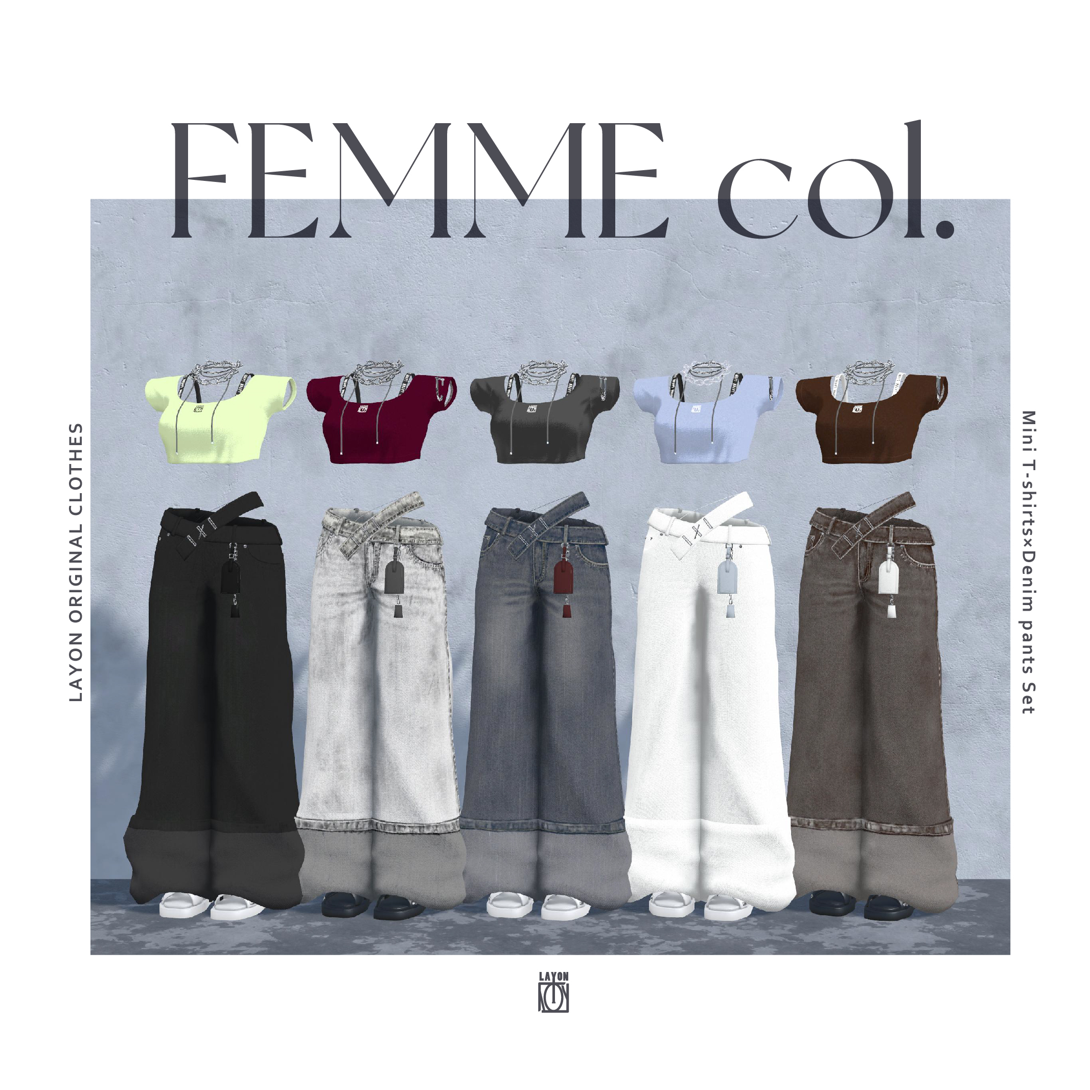 Layon Mini 【3D】Mini T-shirts×Denim pants Set (森羅/萌/Grus/Weil/水瀬/ラシューシャ対応) #LAYON服 ...