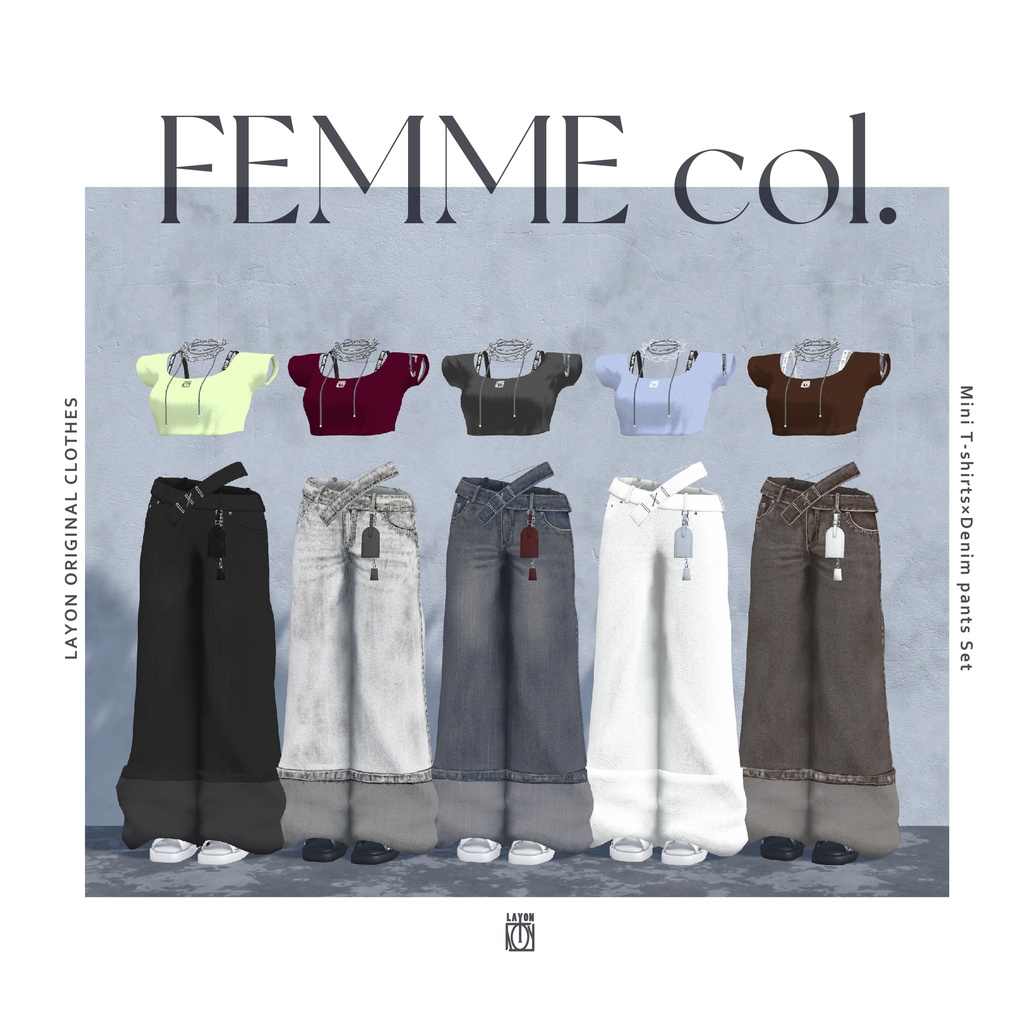 【3D】Mini T-shirts×Denim pants Set (森羅/萌/Grus/Weil/水瀬/ラシューシャ対応) #LAYON服。#LAYONコーデ