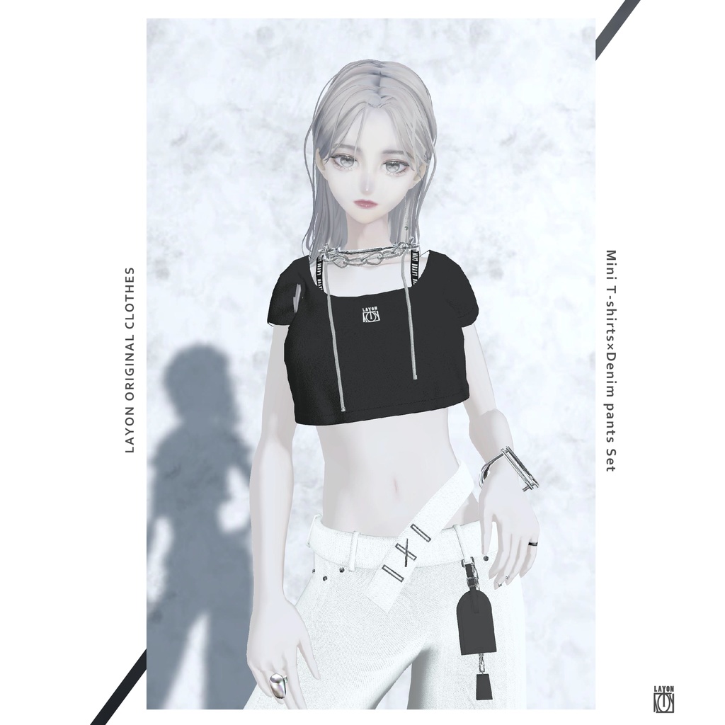 【3D】Mini T-shirts×Denim pants Set (森羅/萌/Grus/Weil/水瀬/ラシューシャ対応) #LAYON服。#LAYONコーデ