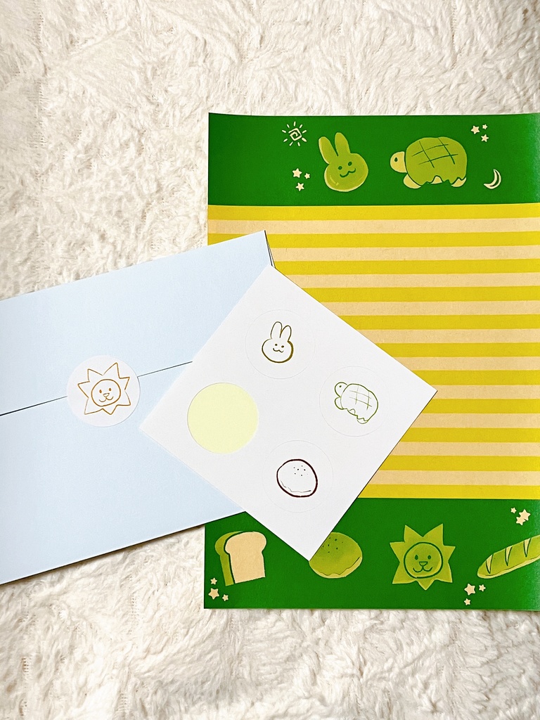 🐇🐢概念レターセット【パン緑】