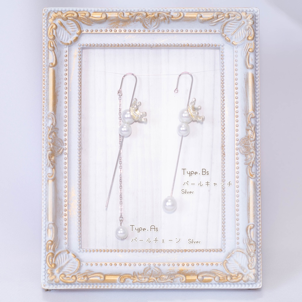 クローラーフックピアス パールと王冠