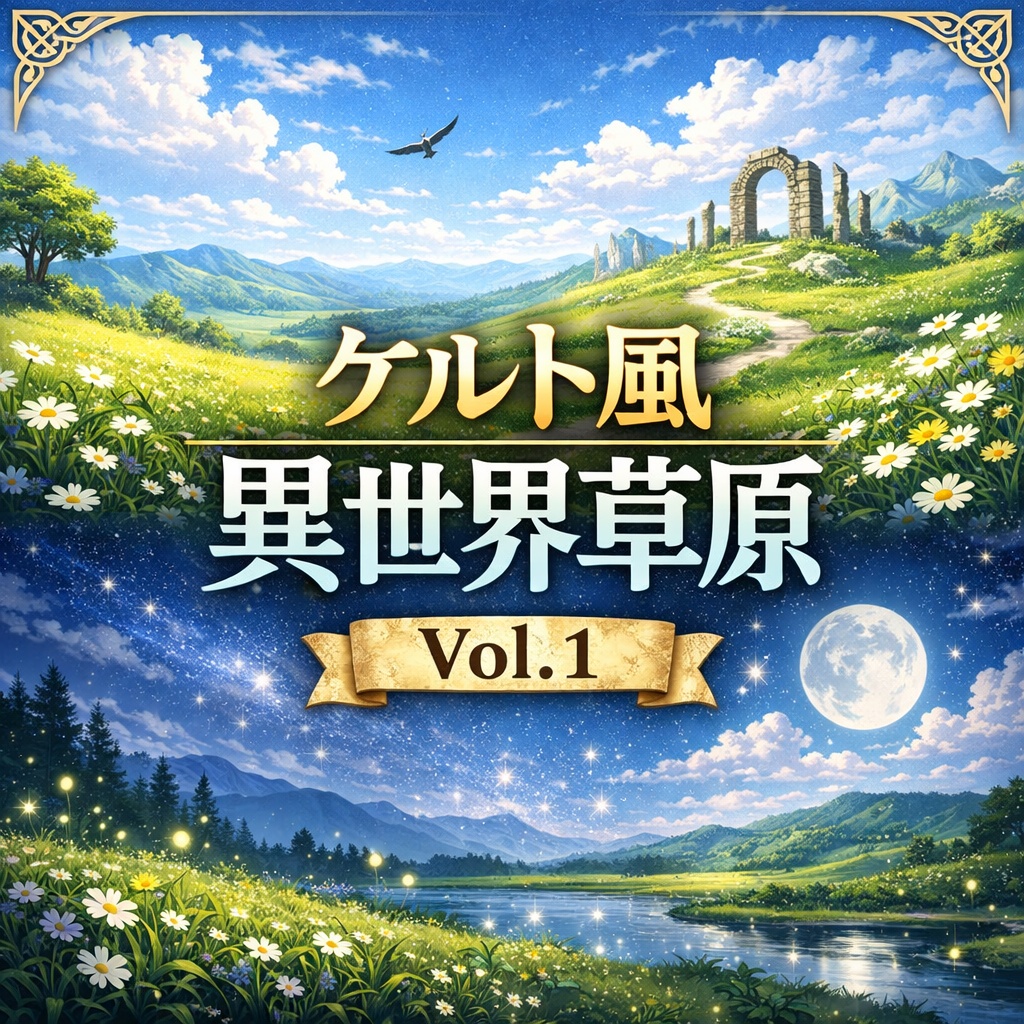 ケルト風異世界草原BGM素材集 Vol.1（昼5曲＋夜2曲）