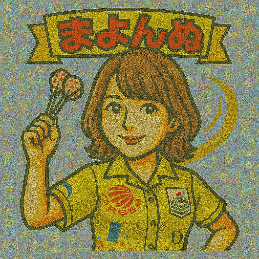 まよんぬビックリマンシール風ホログラムステッカー風イラスト