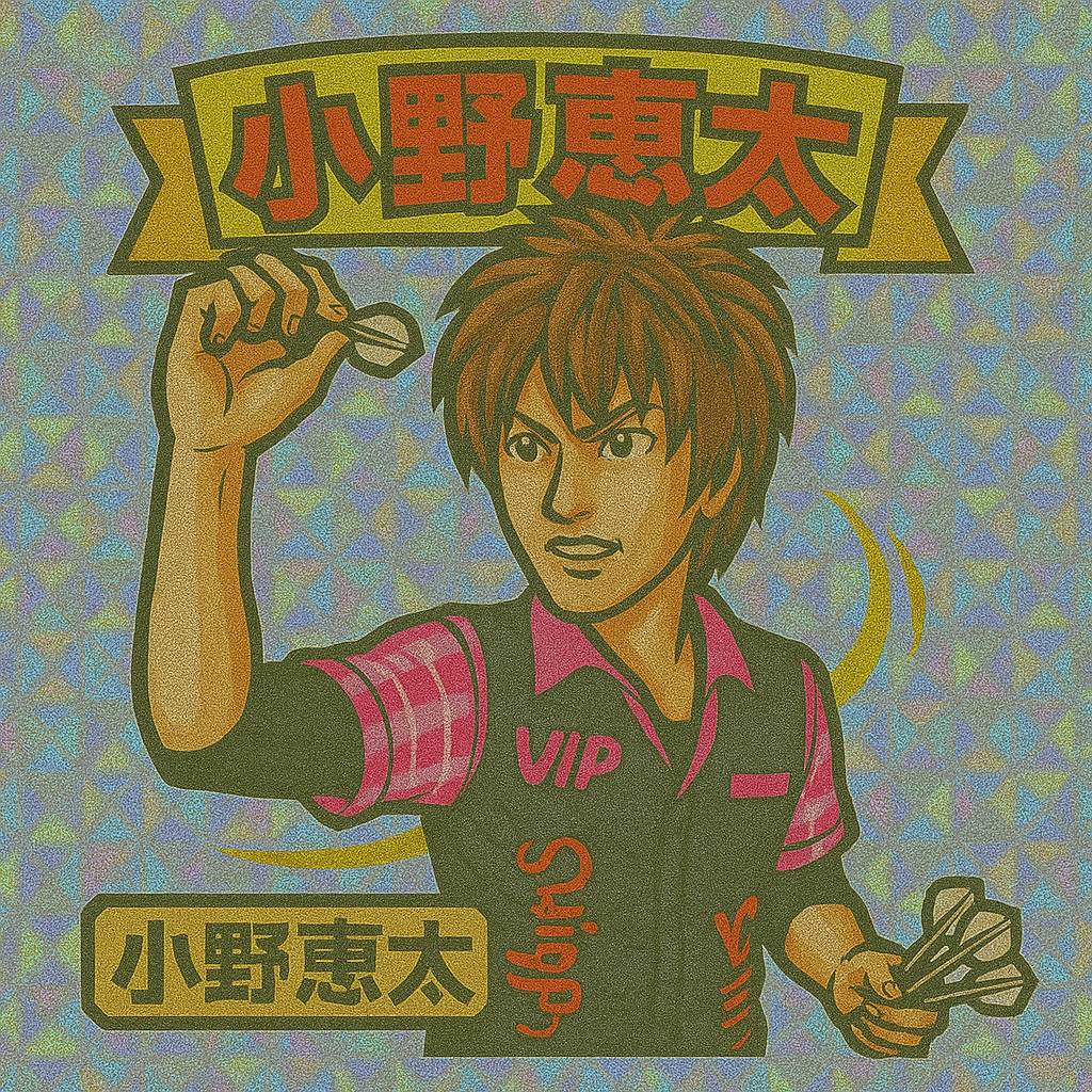 小野恵太ビックリマンシール風ホログラムステッカー風イラスト