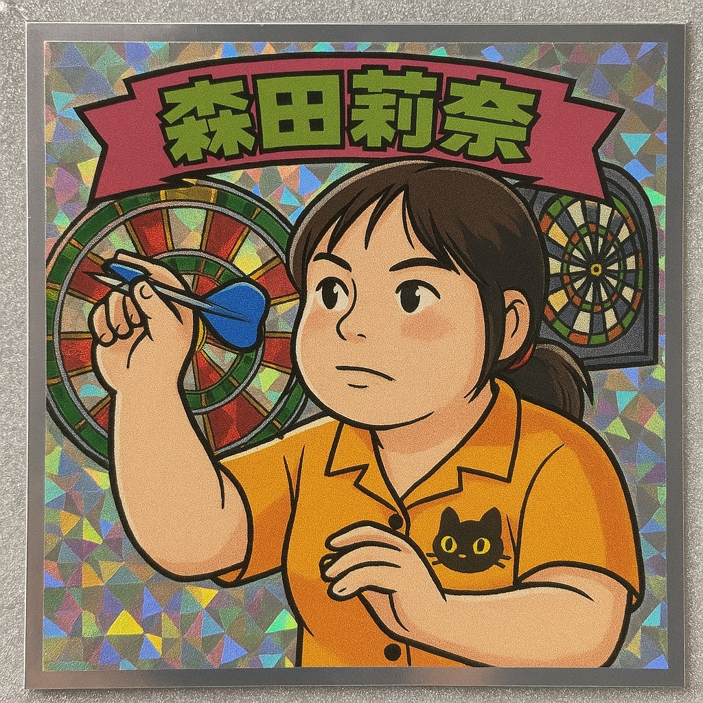 森田莉奈ビックリマンシール風ホログラムステッカー風イラスト