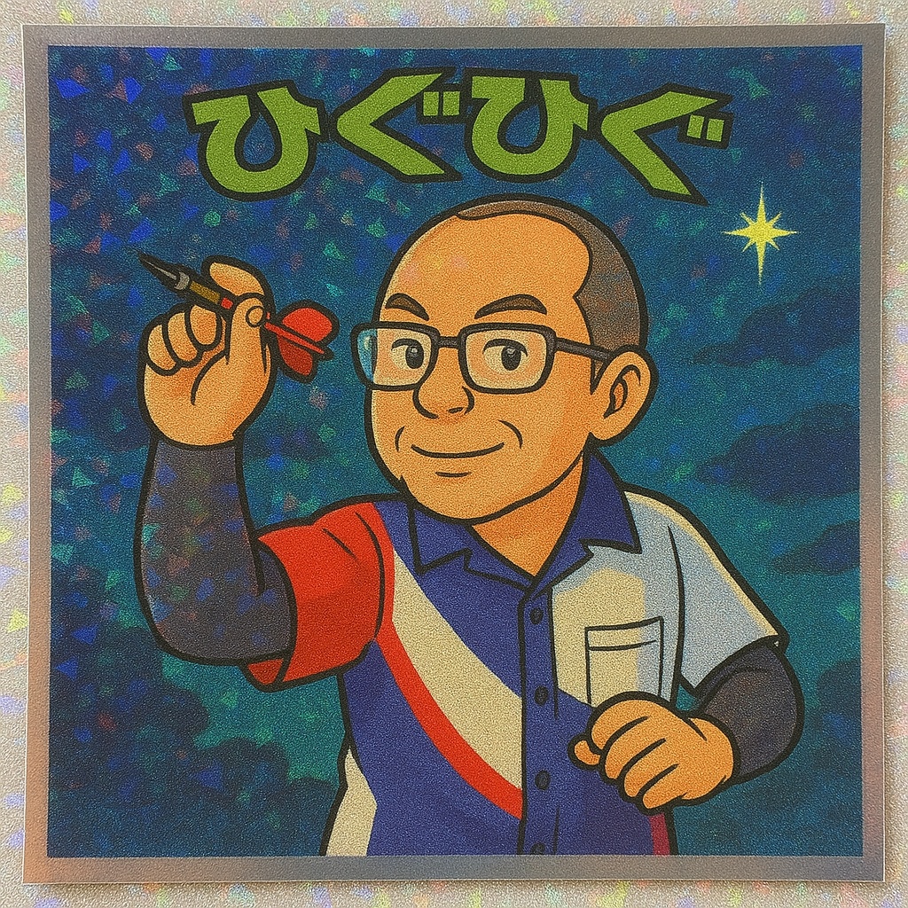 ひぐひぐジブリ風ホログラムステッカー風イラスト