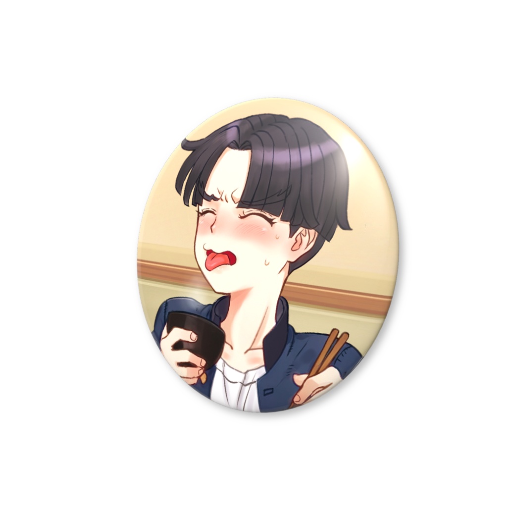 56mm缶バッジ「楽くんご飯食べよう」②