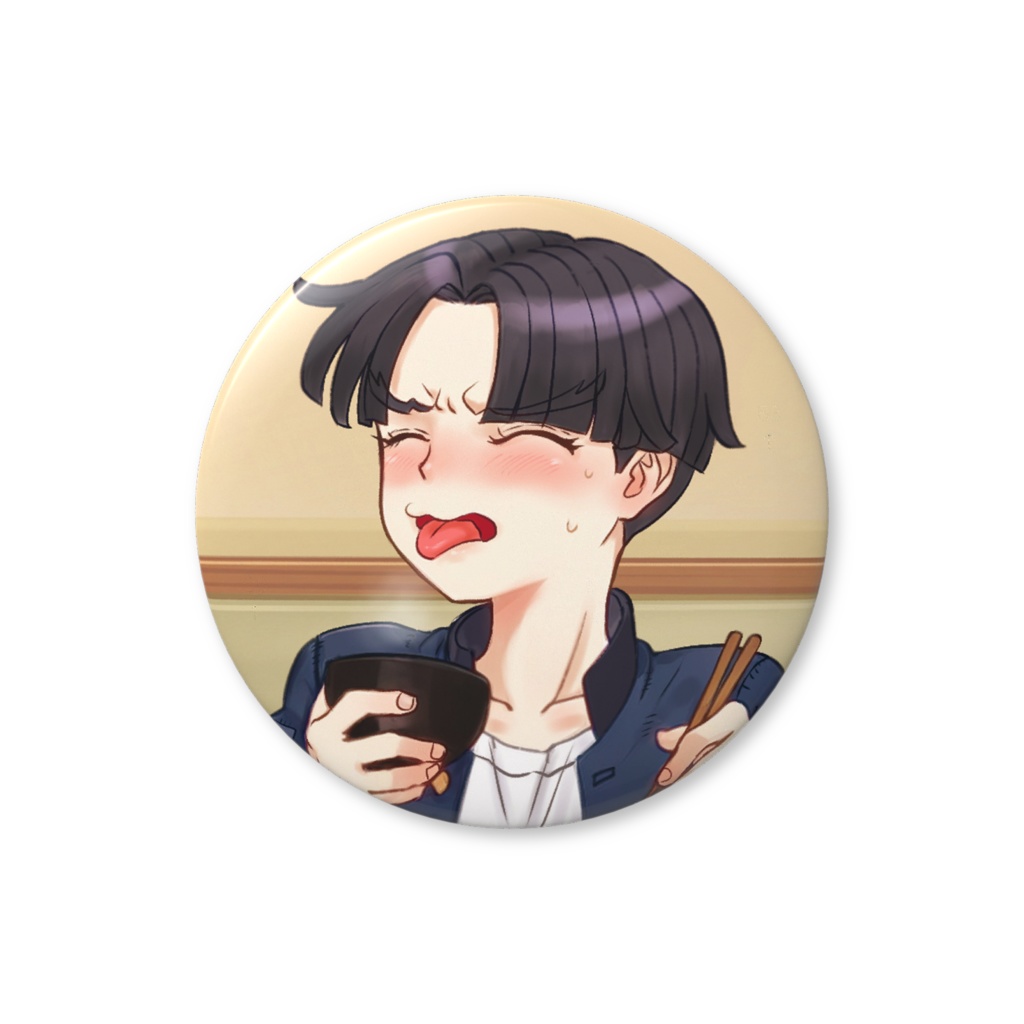 56mm缶バッジ「楽くんご飯食べよう」②