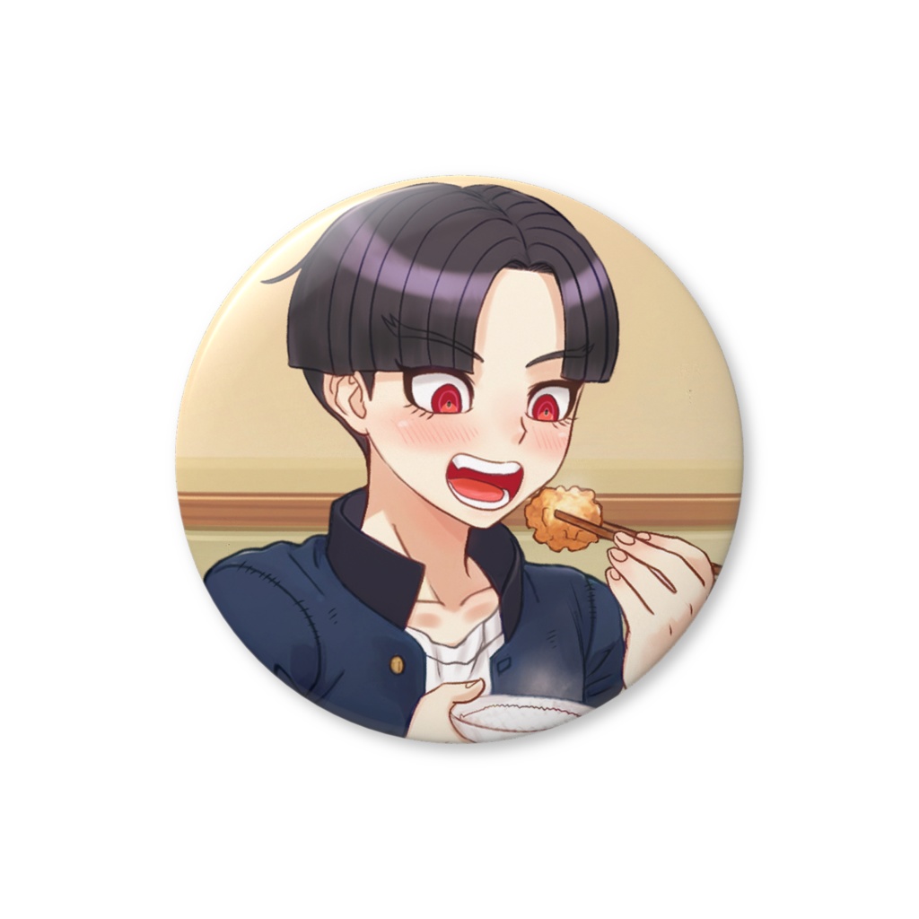 56mm缶バッジ「楽くんご飯食べよう」④