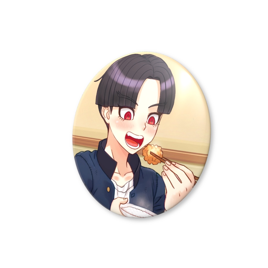 56mm缶バッジ「楽くんご飯食べよう」④