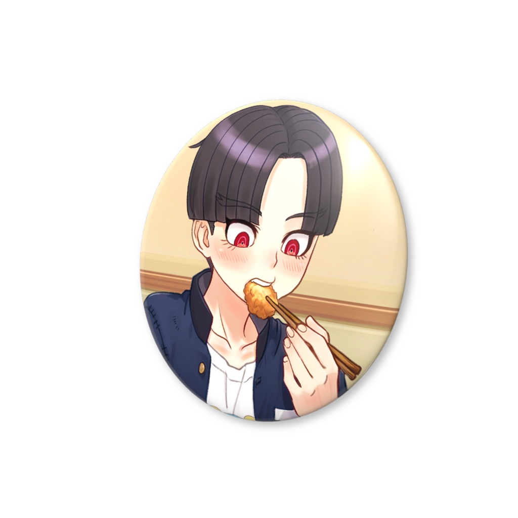 56mm缶バッジ「楽くんご飯食べよう」⑤