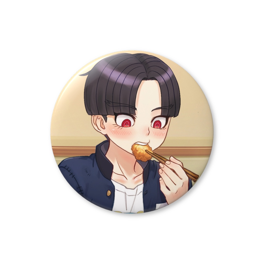 56mm缶バッジ「楽くんご飯食べよう」⑤