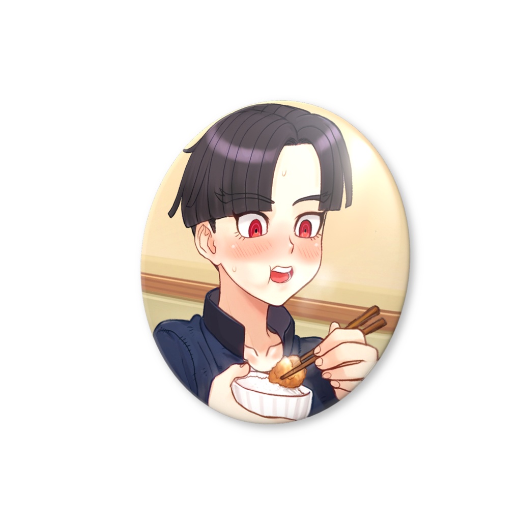 56mm缶バッジ「楽くんご飯食べよう」⑥