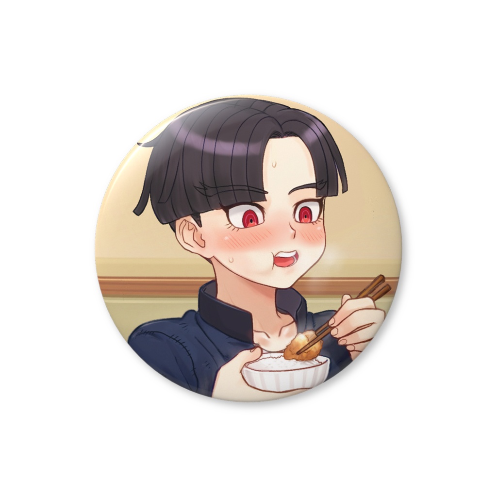 56mm缶バッジ「楽くんご飯食べよう」⑥