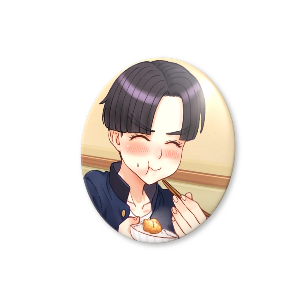 56mm缶バッジ「楽くんご飯食べよう」⑦