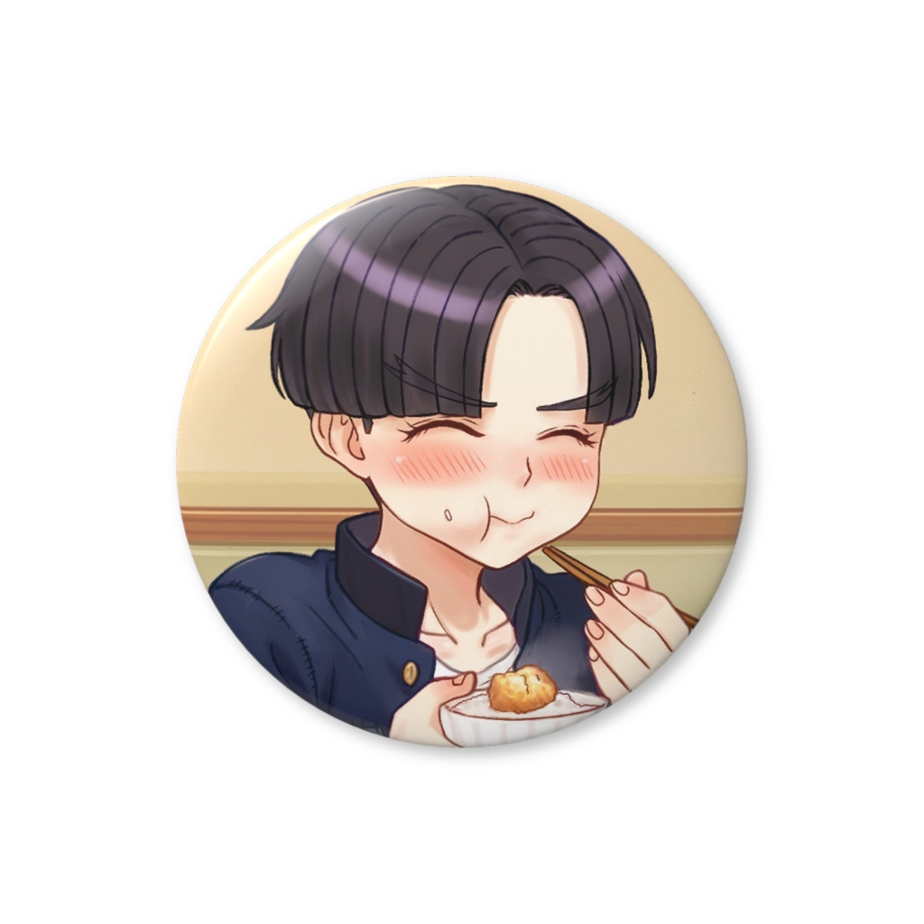 56mm缶バッジ「楽くんご飯食べよう」⑦