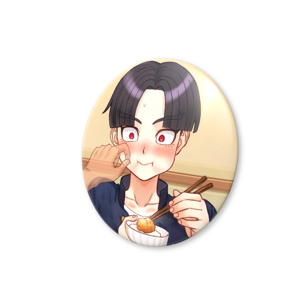 56mm缶バッジ「楽くんご飯食べよう」⑧