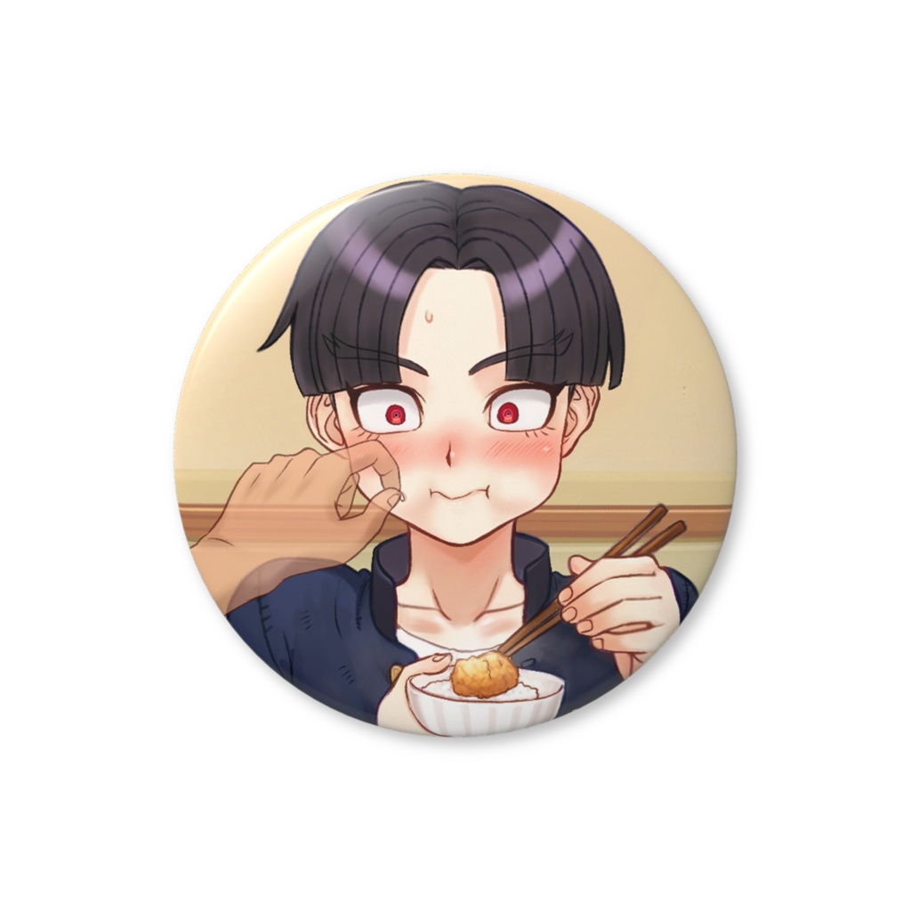 56mm缶バッジ「楽くんご飯食べよう」⑧