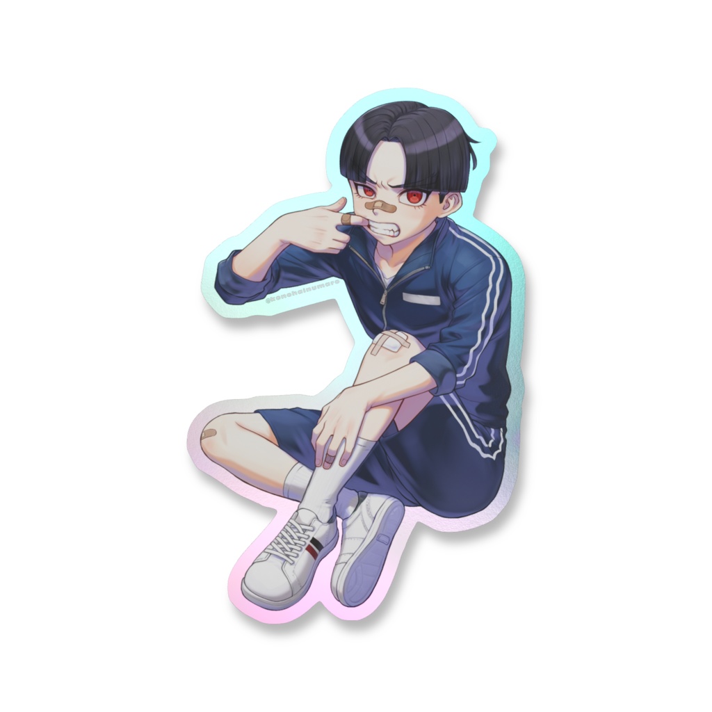 オーロラスマホステッカー「ジャージと絆創膏楽くん」