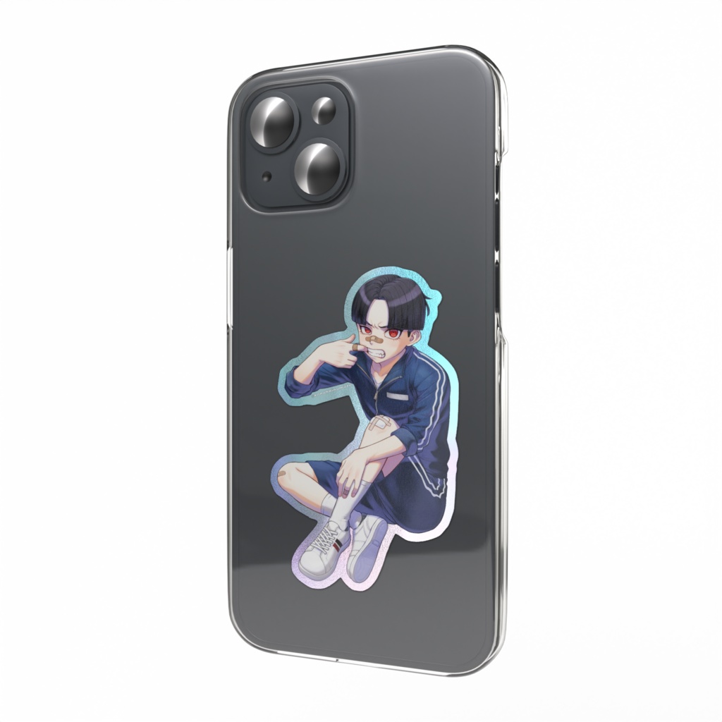 オーロラスマホステッカー「ジャージと絆創膏楽くん」