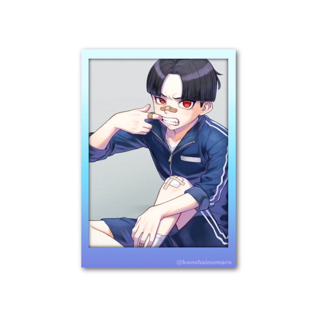 フォト風カード「ジャージと絆創膏楽くん」