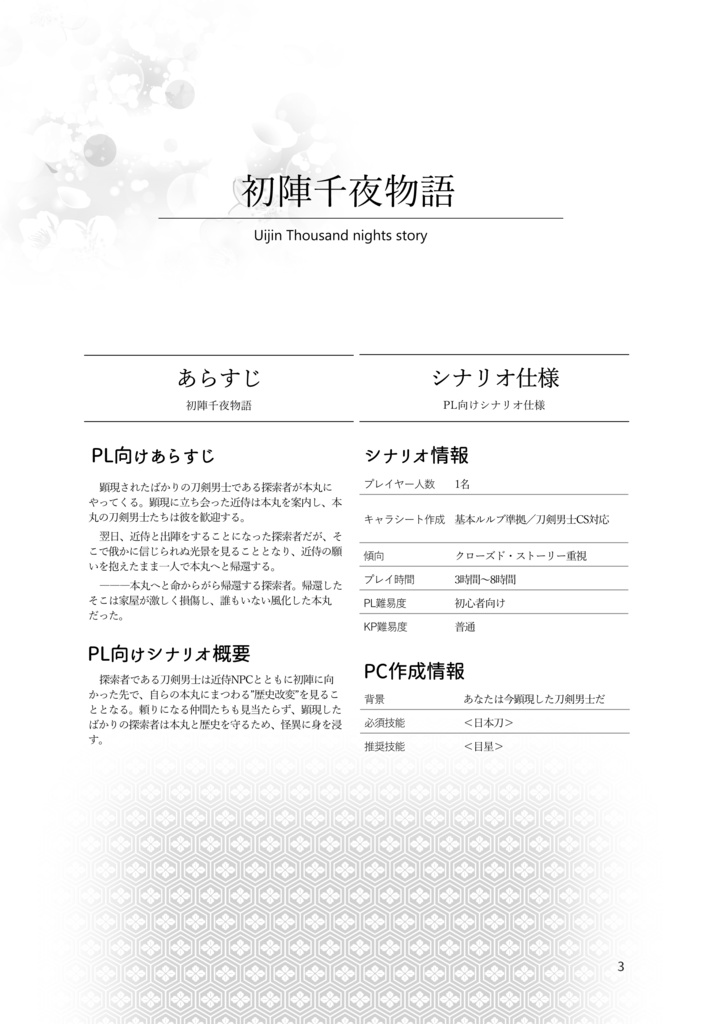 刀剣×CoC シナリオ集 運命の刀剣達