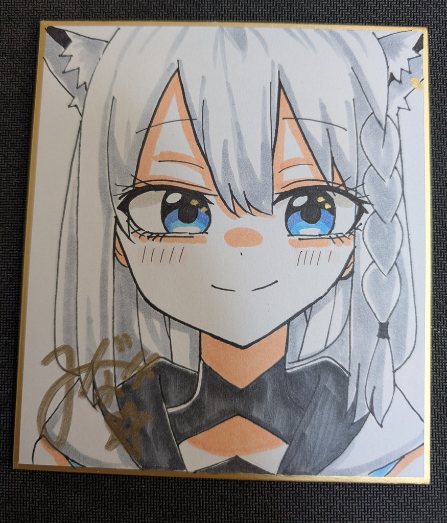 手描きミニ色紙　白上フブキ（通常衣装）