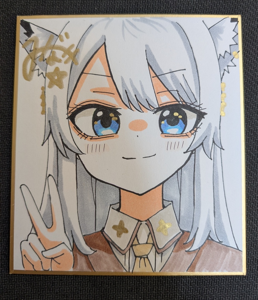手描きミニ色紙　白上フブキ（学生服）