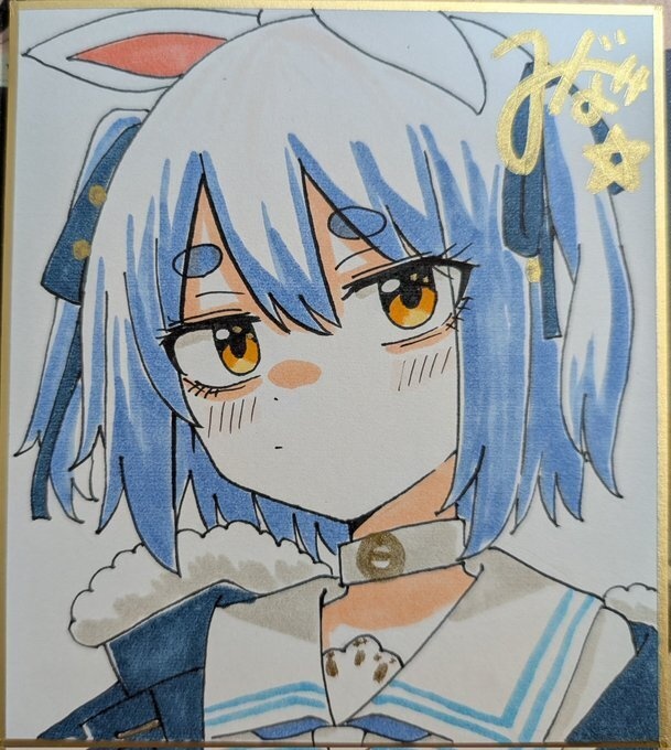 手描きミニ色紙　兎田ぺこら