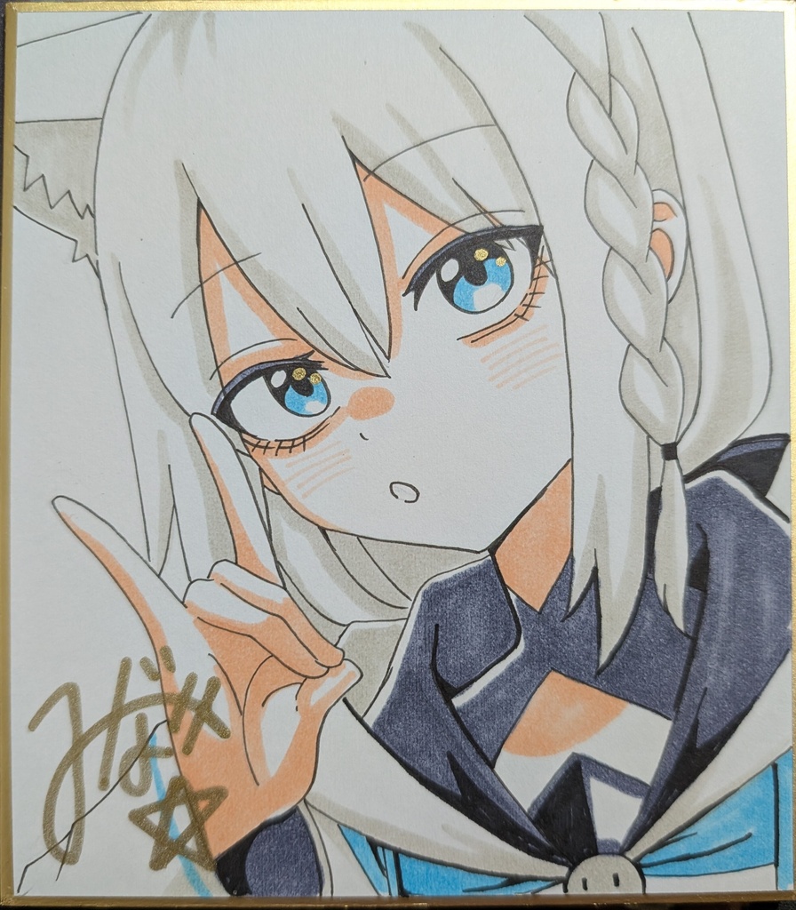手描きミニ色紙　白上フブキ