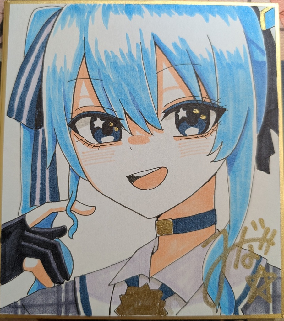 手描きミニ色紙　星街すいせい