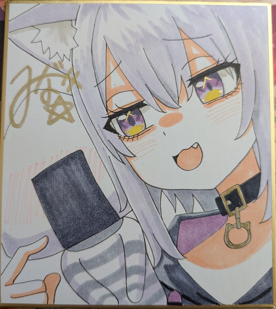 手描きミニ色紙　猫又おかゆ