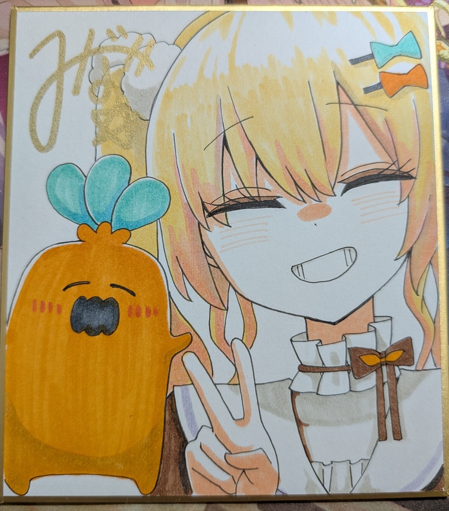 手描きミニ色紙　桃鈴ねね