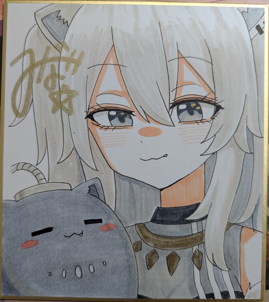 手描きミニ色紙　獅白ぼたん