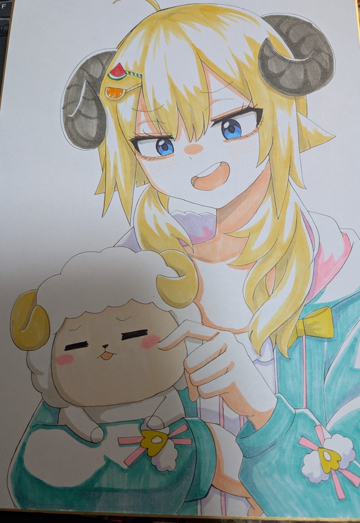 手描き色紙（F4）　角巻わため