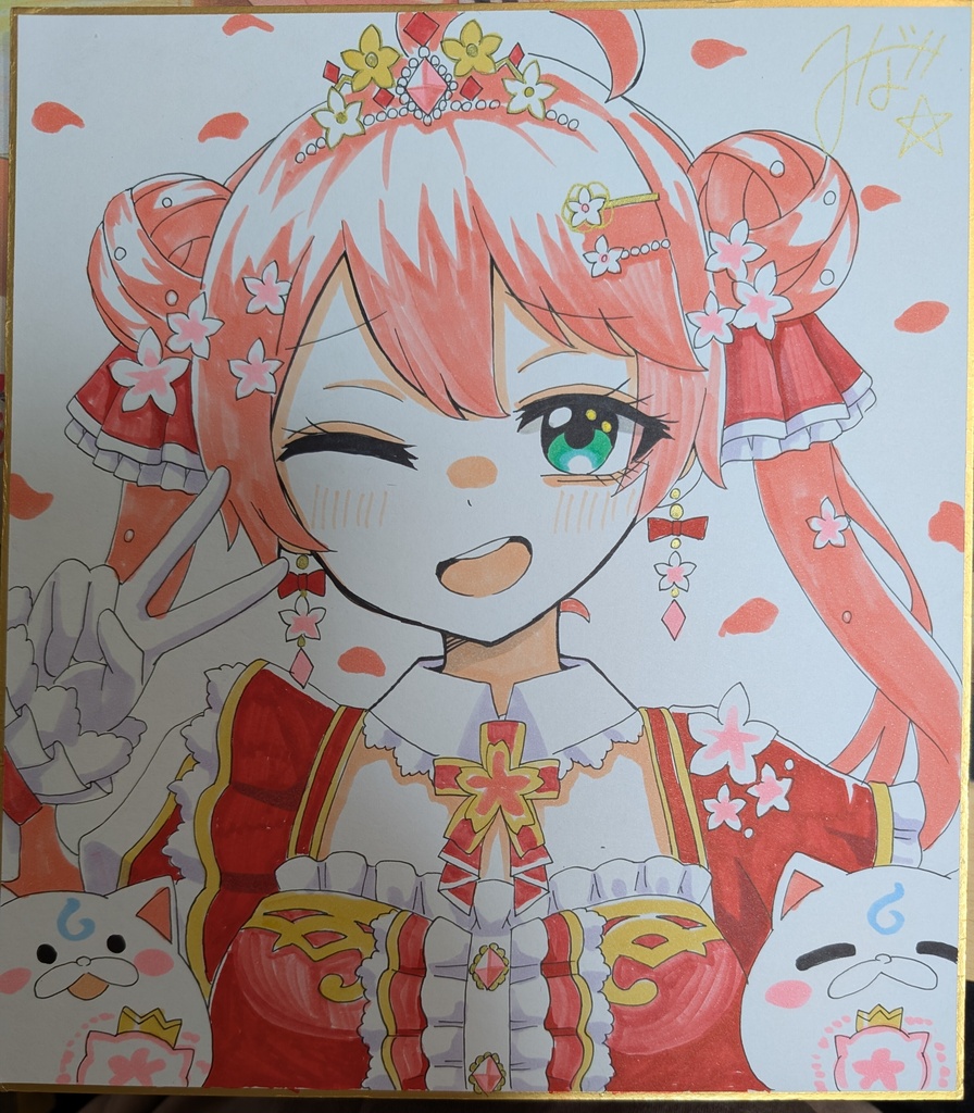 手描き色紙　さくらみこ